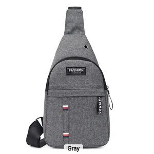 Grey Sling Shoulder Bag Nylon Chest Pack Crossbody Travel Mini Phone Packet
